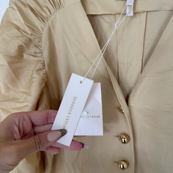 Rebecca Taylor Midi Dress Retro Faille Cream MSRP $425 - Picture 9 of 13